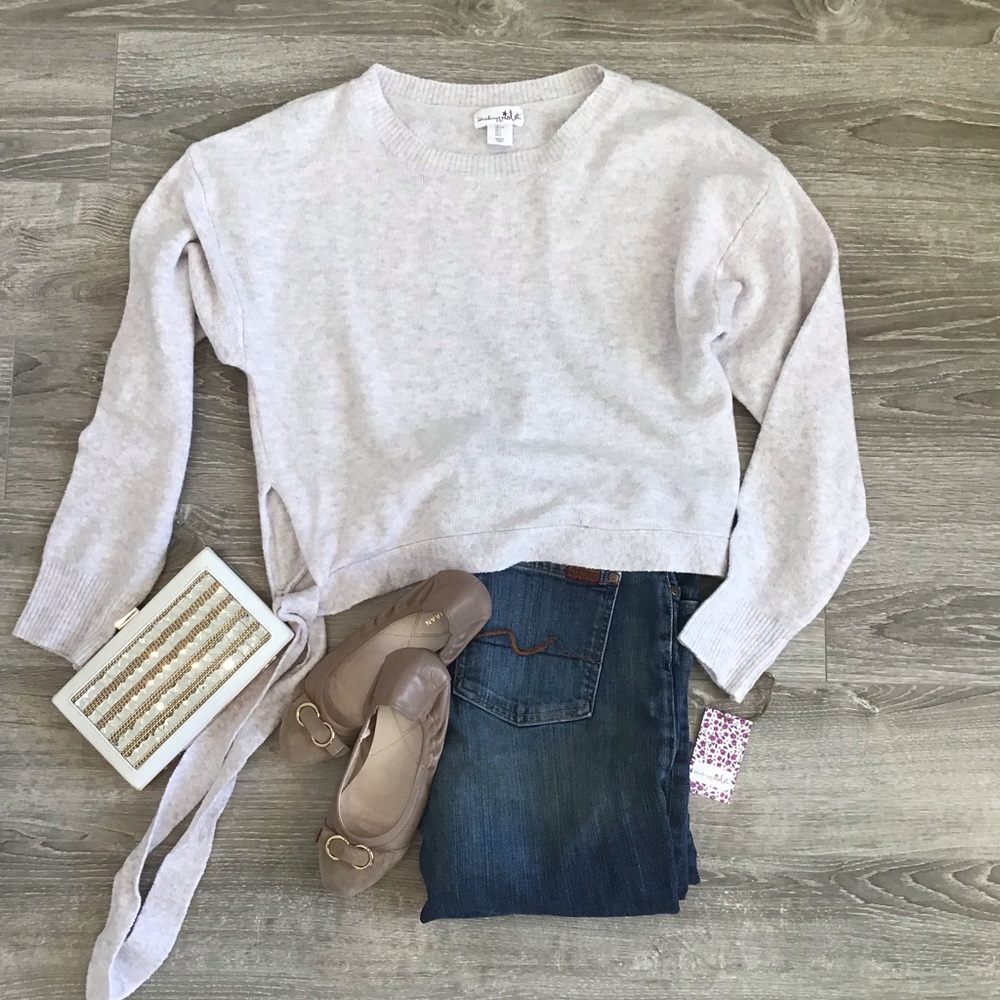 SHRINKING VIOLET Knit Pullover Sweatshirt Hip Tie